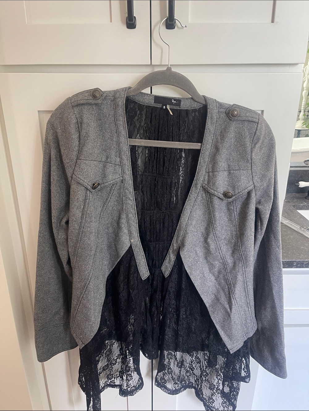 Rye Gray Jacket with Black Lace Back